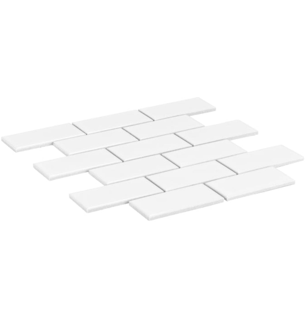 Satori Hudson Brilliant White Glossy 12-in x 12-in Glossy Porcelain Brick Floor and Wall Tile (0.74-sq. ft.)