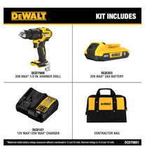 Load image into Gallery viewer, DEWALT 20-volt Max Brushless Hammer Drill (1-Battery Included)
