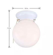 Load image into Gallery viewer, Hampton Bay 6 in. 1 - Light White Globe LT Flush Mount with Pull Switch - RS1951201
