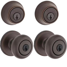 Load image into Gallery viewer, Cove Venetian Bronze Keyed Entry Door Knob and Single Cylinder Deadbolt Project Pack featuring SmartKey and Microban
