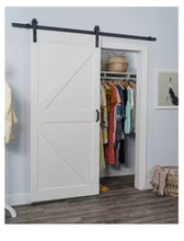 Load image into Gallery viewer, RELIABILT 36-in x 84-in White Primed K-frame Mdf Single Bypass Barn Door (Hardware Included)
