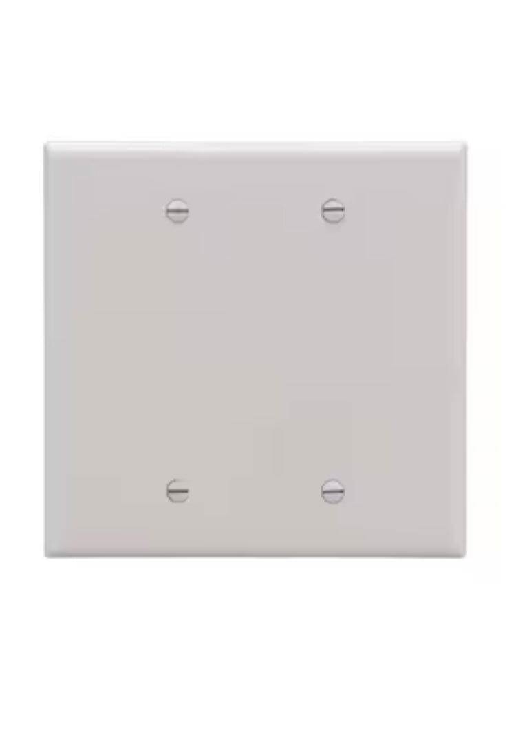 Eaton 2-Gang Midsize White Polycarbonate Indoor Blank Wall Plate