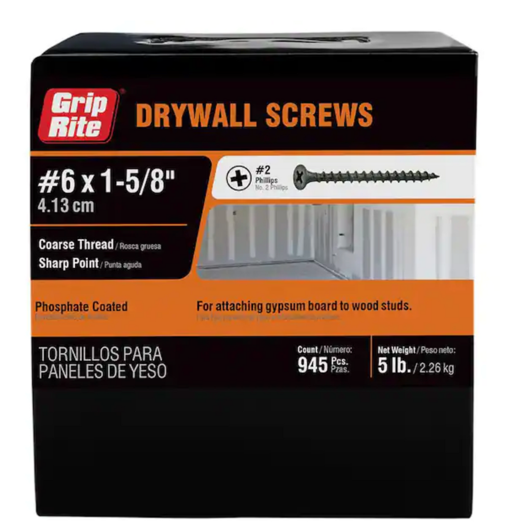 #6 x 1-5/8 in. Philips Bugle-Head Coarse Thread Sharp Point Drywall Screws (5 lb.-Pack)