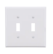 2-Gang Midsize White Polycarbonate Indoor Toggle Wall Plate - White