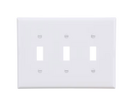 3-Gang Midsize White Polycarbonate Indoor Toggle Wall Plate