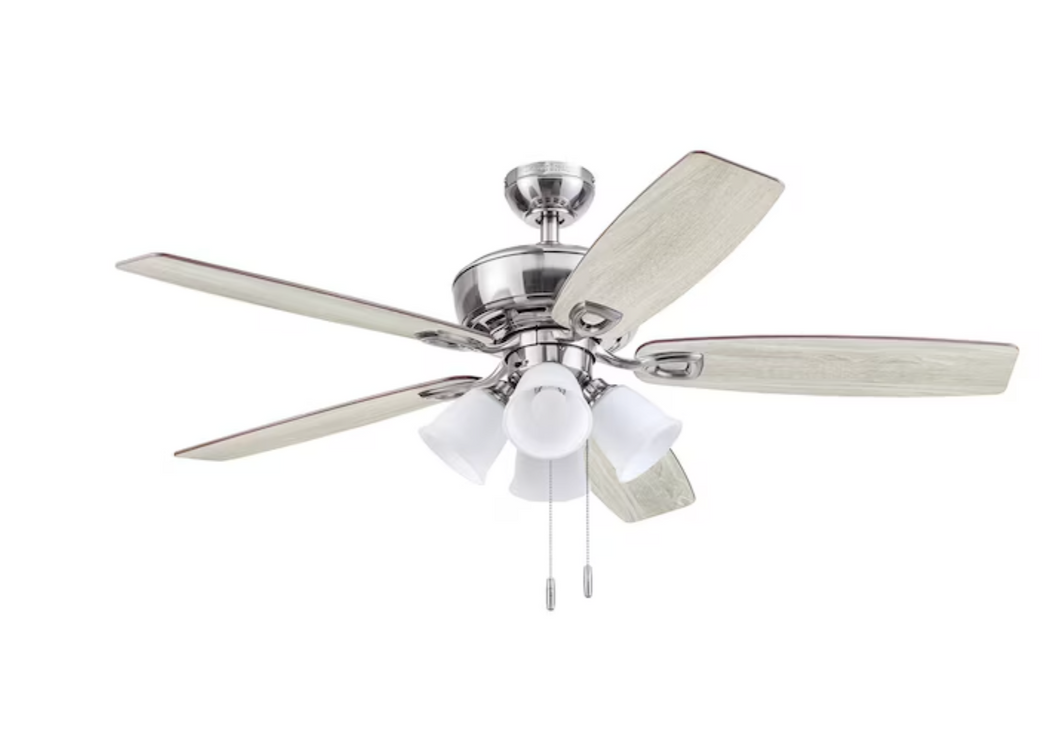 Notus 52-in Brushed Nickel Indoor Downrod or Flush Mount Ceiling Fan with Light (5-Blade)