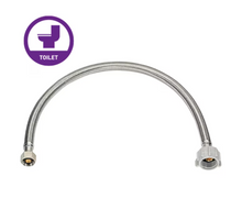 Load image into Gallery viewer, 1/2-in compression x 7/8-in Fip x 12-in Braided Stainless Steel Flexible Toilet Supply Line
