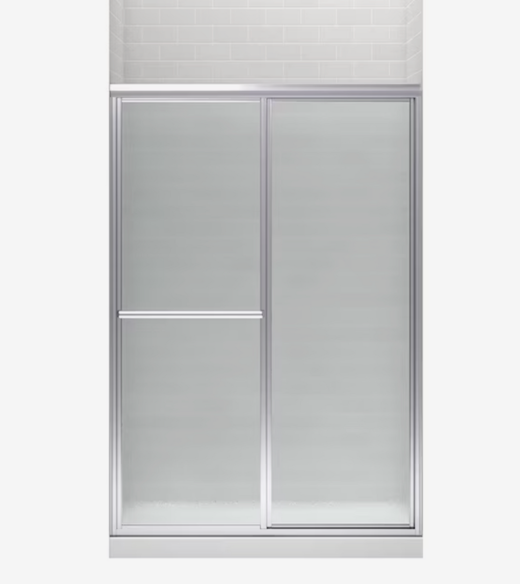 Sterling Deluxe Silver 43-in to 48-in W x 70-in H Framed Sliding Shower Door