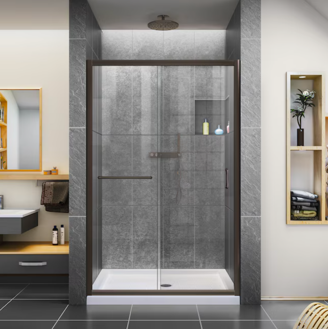 DreamLine Infinity-Z Oil Rubbed Bronze 44-in to 48-in W x 72-in H Semi-frameless Sliding Shower Door