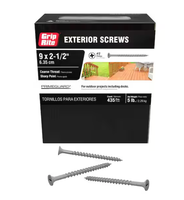 #9 x 2-1/2 in. #2 Phillips Bugle Head Coarse Thread Coated Exterior Screws 5 lb. Box