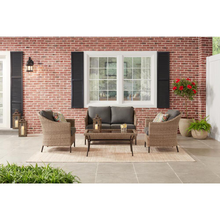 Load image into Gallery viewer, Kendall Cove 4-Piece Steel Patio Conversation Outdoor Seating Set with Charcoal Cushions
