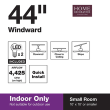 Load image into Gallery viewer, Windward 44 in. LED Brushed Nickel Ceiling Fan with Light Kit
