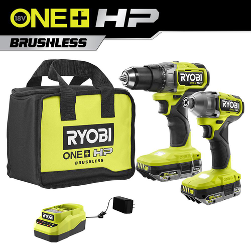 ONE+ HP 18V Brushless Cordless 1/2 in. Drill/Driver and Impact Driver Kit w/ (2) 2.0 Ah Batteries, Charger, and Bag