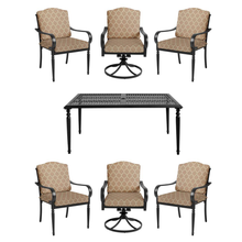 Load image into Gallery viewer, Laurel Oaks Brown 7-Piece Steel Outdoor Patio Dining Set with Cushion Guard Putty Tan Cushions
