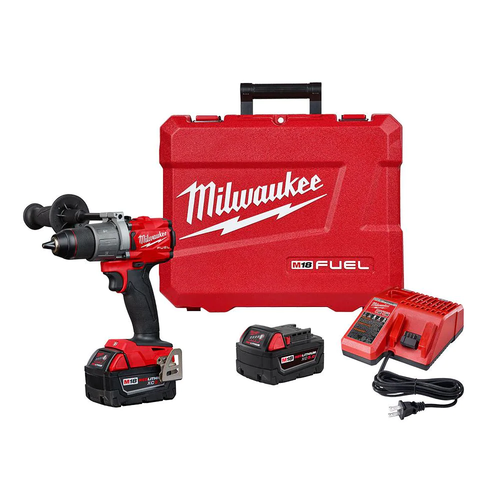 M18 Fuel 18-Volt Lithium-Ion Brushless Cordless 1/2 in. Hammer Drill Driver Kit with Two 5.0 Ah Batteries and Hard Case