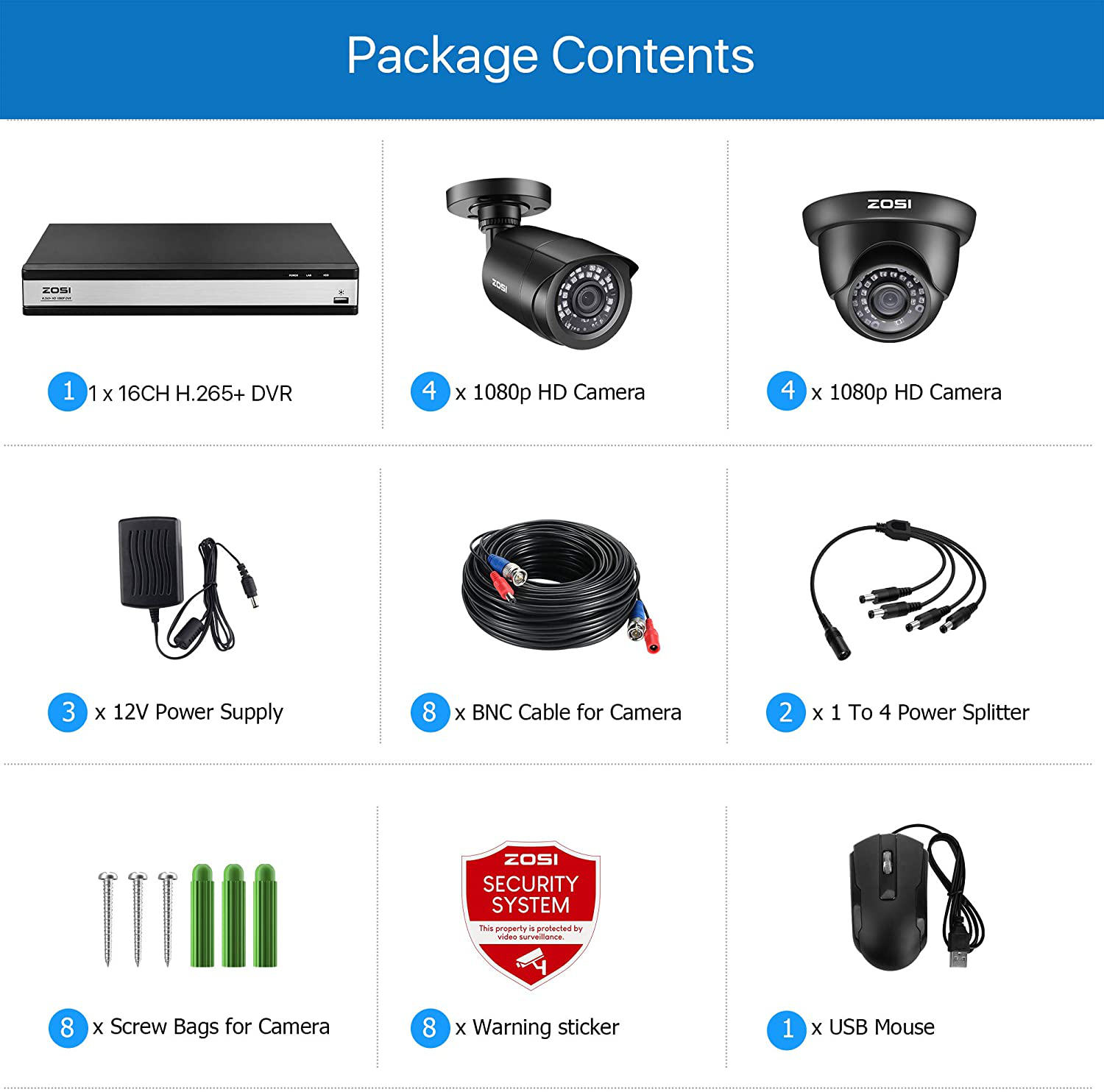 Zosi 16 top channel dvr
