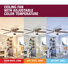 Load image into Gallery viewer, Mena 54 in. White Color Changing Integrated LED Indoor/Outdoor Matte Black Ceiling Fan with Light Kit and Remote Control
