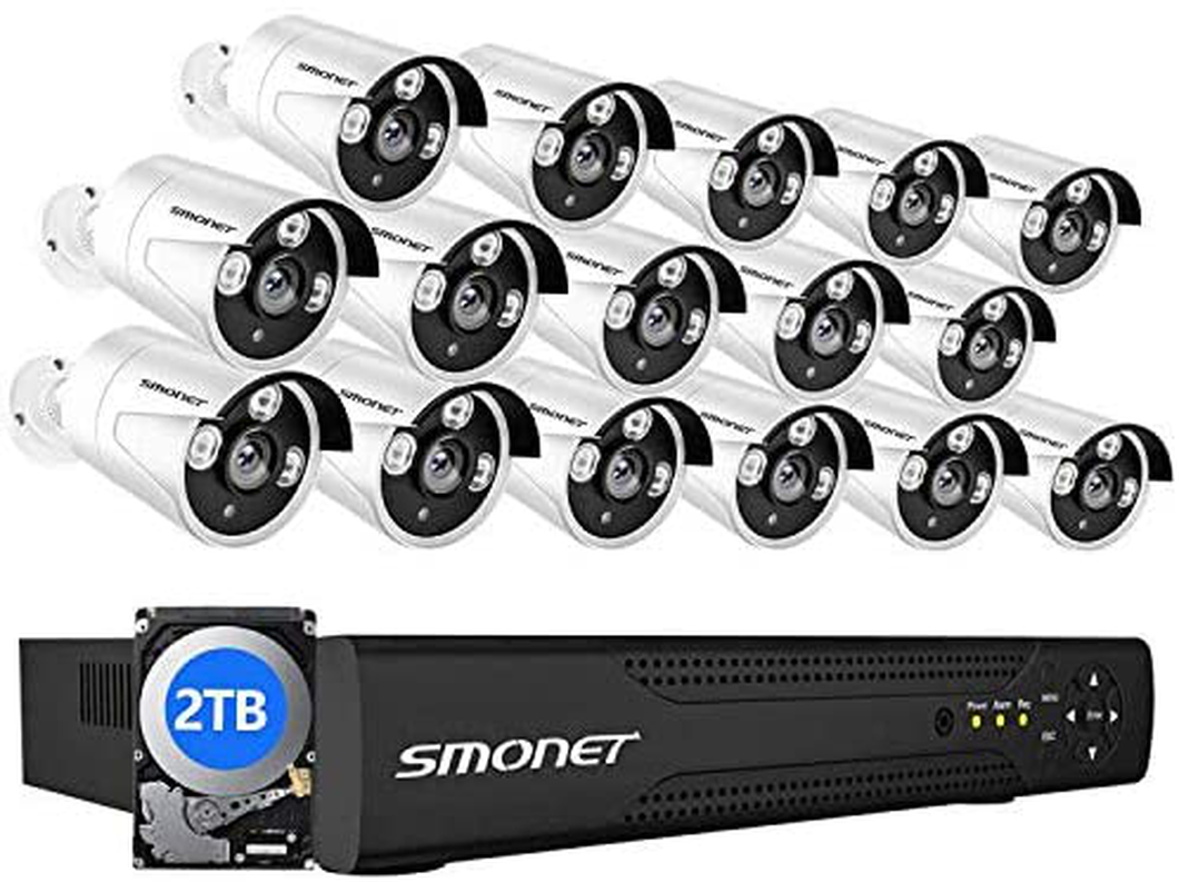 【2021 New】 SMONET 5MP Lite Security Camera System,Surveillance Camera System,16 x 1920TVL Indoor Outdoor Waterproof Home CCTV Cameras,IP66,DVR Kits with Night Vision,Remote View,Smart Playback