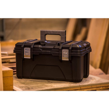 Load image into Gallery viewer, 22 in. Plastic Portable Tool Box with Metal Latches in Black
