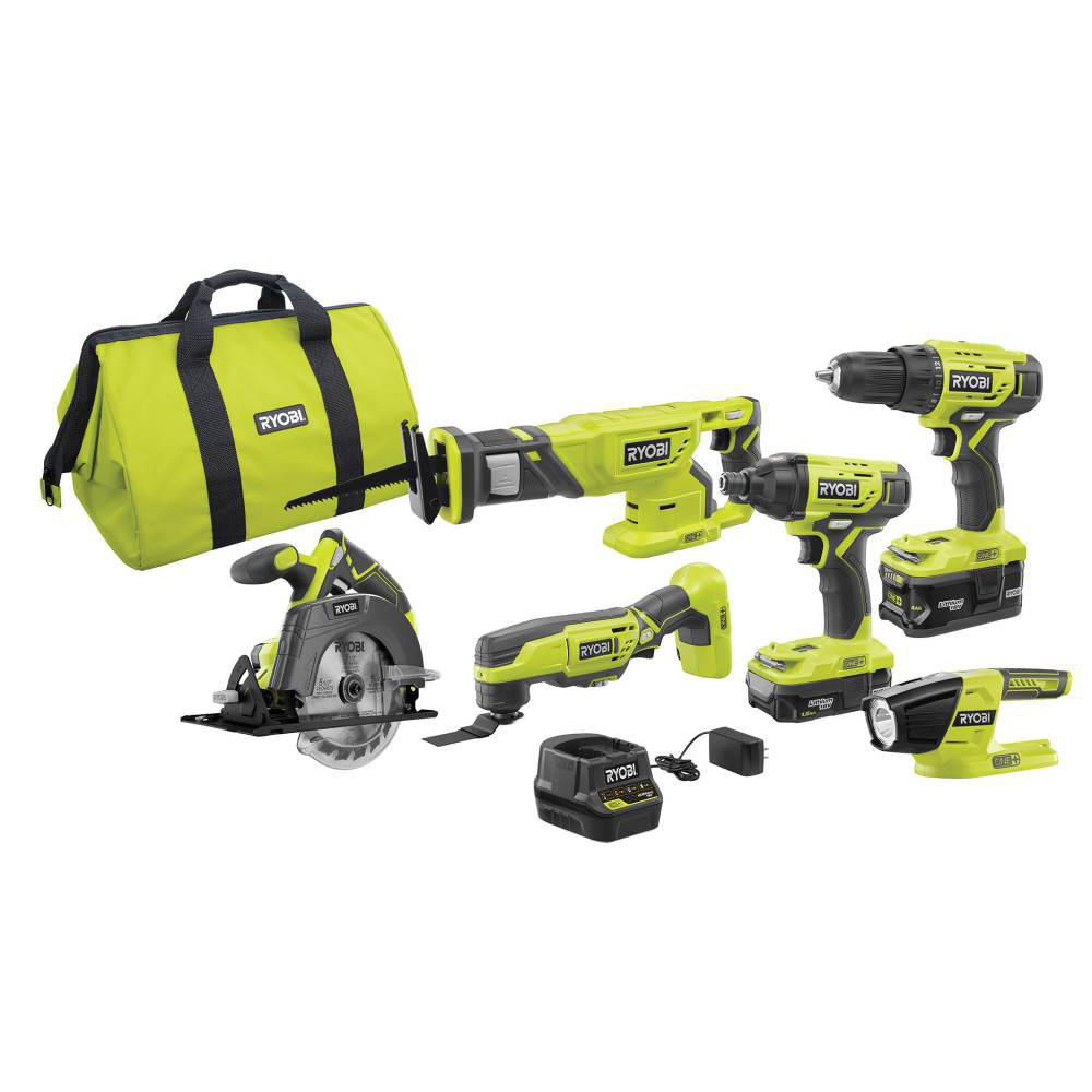 18-Volt ONE+ Lithium-Ion Cordless 6-Tool Combo Kit with (2) Batteries, Charger, and Bag