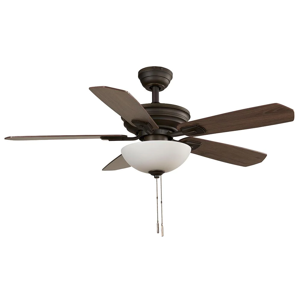 Wellston II 44 in. Indoor LED Bronze Dry Rated Downrod Ceiling Fan with  Light Kit and 5 Reversible Blades