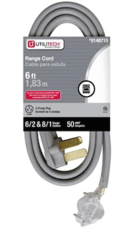 Utilitech 6-ft 3-Prong Gray Range Appliance Power Cord