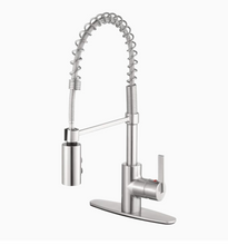 Load image into Gallery viewer, Project Source Brushed Nickel 1-Handle Deck Mount Pull-Down Handle Kitchen Faucet (Deck Plate Included)
