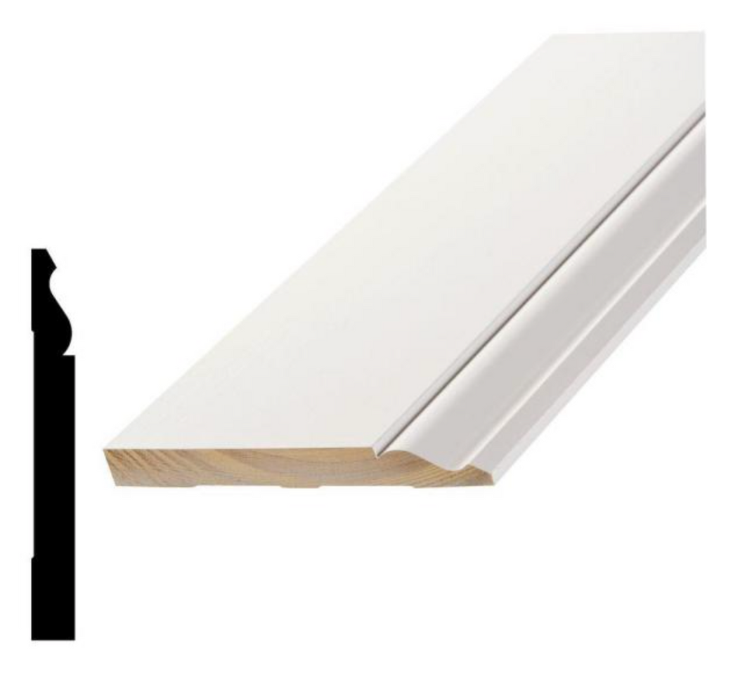 L 163E7 9/16 in. x 5-1/4 in. Primed Pine Finger-Jointed Base Moulding- Priced per linear foot
