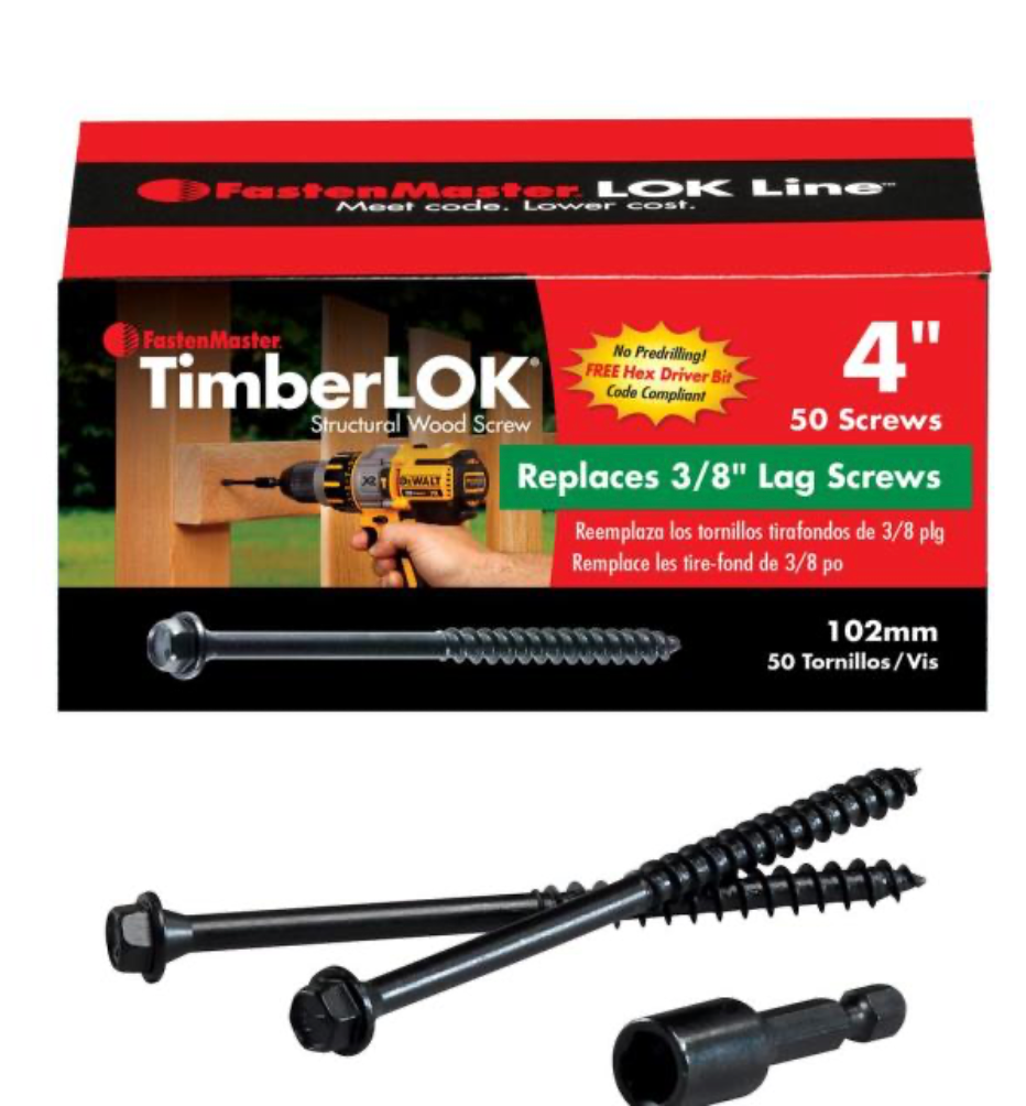 3/16 in. 4 in. TimberLok Coarse Steel External Hex Drive, Hex Head Heavy-Duty Wood Screws (50-Pack)