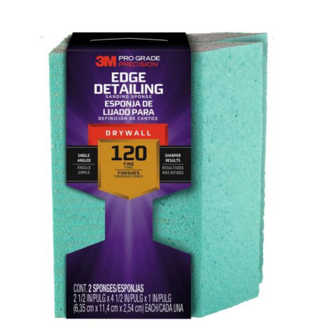 Pro Grade Precision 4.5 in. x 2.5 in. x 1 in. Fine Grit Single Angle Drywall Sanding Sponge (2-Pack)