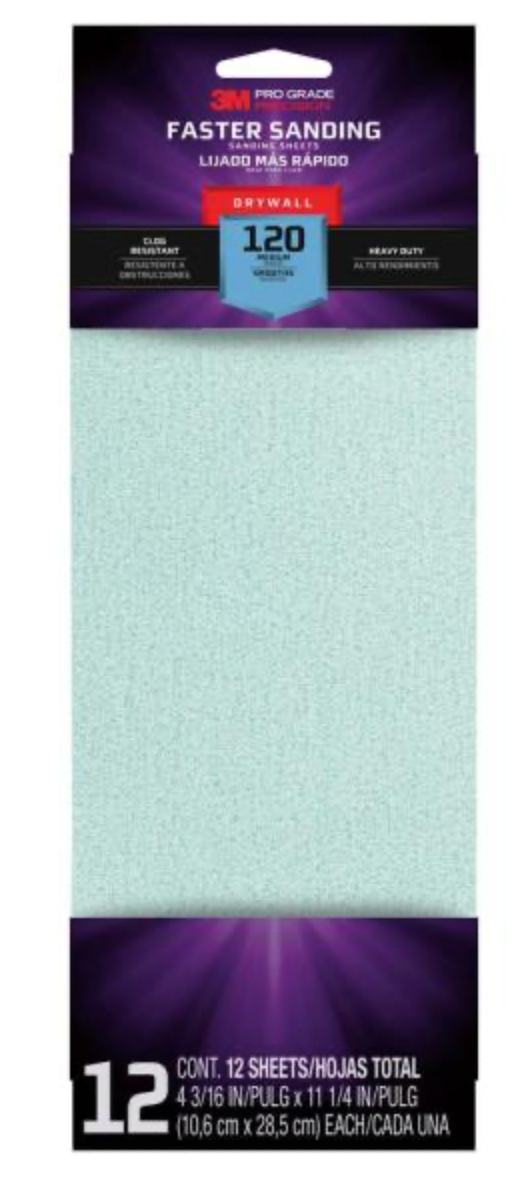 Pro Grade Precision 4 3/16 in. x 11-1/4 in. 120-Grit Drywall Sanding Sheets (12-Pack)