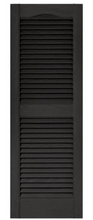 Load image into Gallery viewer, 14.5 in. x 43 in. Louvered Vinyl Exterior Shutters Pair in Black
