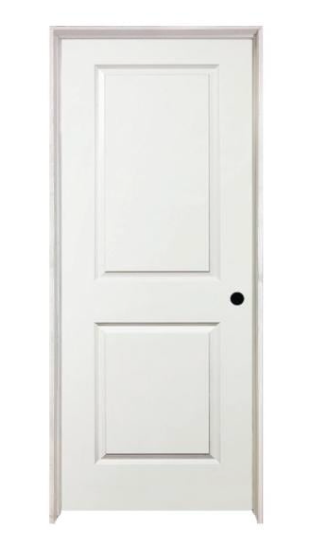 32 in. x 80 in. 2-Panel Square Top Primed White Classic Composite Smooth Hollow Core Single Prehung Interior Door- Left Hand