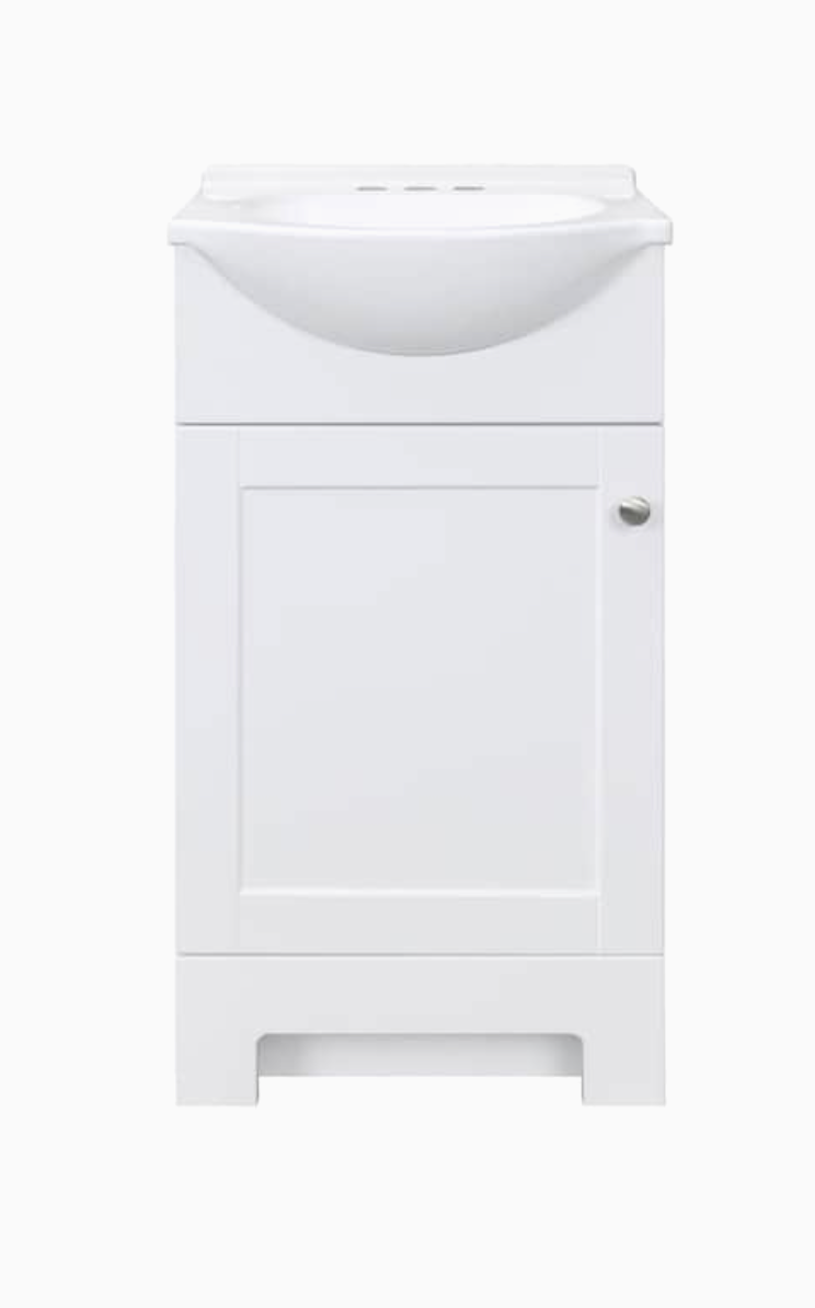 Euro 18-in White Euro Sink Single Sink Bathroom Vanity with White Cultured Marble Top