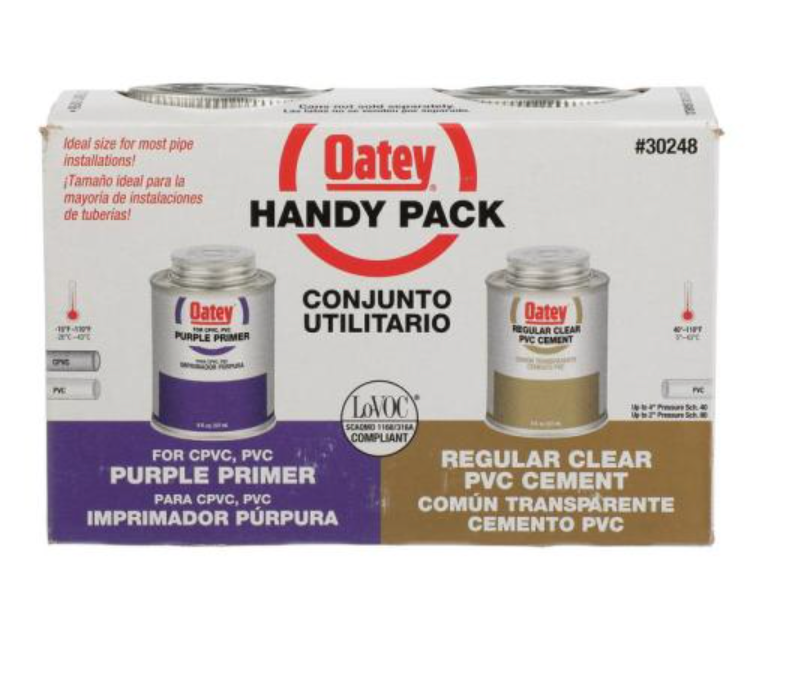 8 oz. Purple CPVC and PVC Primer and Regular Clear PVC Cement Combo Pack