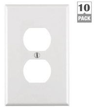 Load image into Gallery viewer, 1-Gang White Midway Duplex Outlet Nylon Wall Plate (10-Pack)
