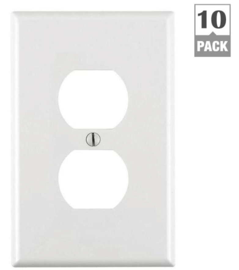 1-Gang White Midway Duplex Outlet Nylon Wall Plate (10-Pack)