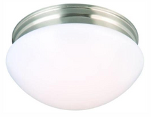 Load image into Gallery viewer, 9 in. 120-Watt Equivalent Brushed Nickel Integrated LED Mushroom Flush Mount with White Acrylic Shade
