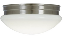 Load image into Gallery viewer, 9 in. 120-Watt Equivalent Brushed Nickel Integrated LED Mushroom Flush Mount with White Acrylic Shade
