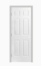Load image into Gallery viewer, Masonite Traditional 28-in x 80-in 6-Panel Hollow Core Primed Molded Composite Right Hand Inswing/Outswing Single Prehung Interior Door
