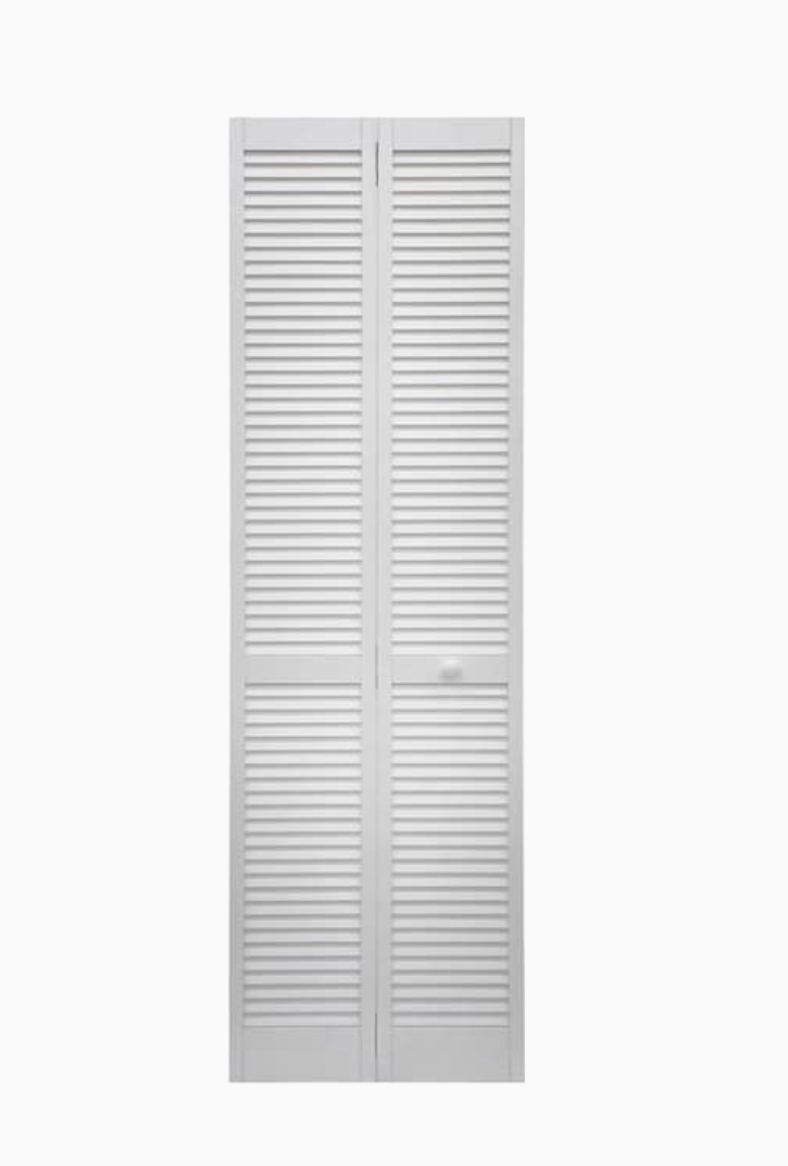 ReliaBilt 36-in x 80-in White Louver Prefinished Pine Wood Bifold Door (Hardware Included)
