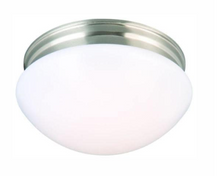 Load image into Gallery viewer, 9 in. 120-Watt Equivalent Brushed Nickel Integrated LED Mushroom Flush Mount with White Acrylic Shade
