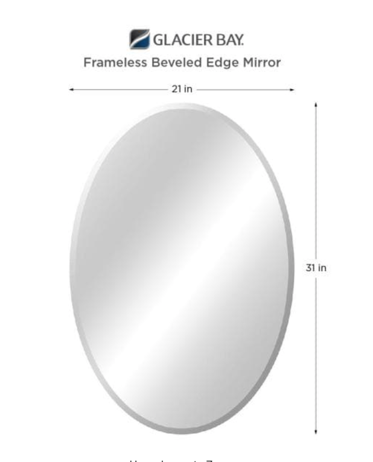 21 in. W x 31 in. H Frameless Oval Beveled Edge Bathroom Vanity Mirror in Silver