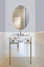 Load image into Gallery viewer, 21 in. W x 31 in. H Frameless Oval Beveled Edge Bathroom Vanity Mirror in Silver
