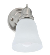 1-Light Satin Nickel Sconce with Frosted Opal Glass Shade