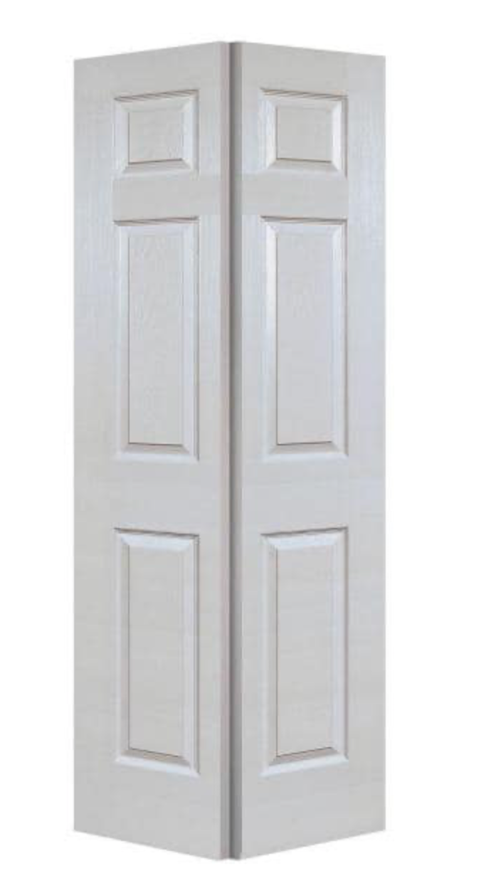 36 in. x 80 in. 6-Panel Textured Hollow Core Primed White Composite Interior Closet Bi-Fold Door