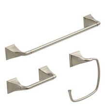 Load image into Gallery viewer, Everly 3-Piece Bath Hardware Set with Towel Ring/Toilet Paper Holder and 24 in. Towel Bar in Brushed Nickel
