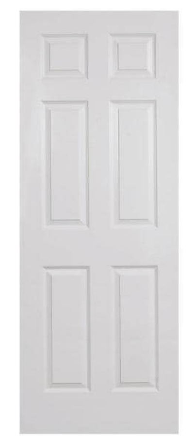 24 in. x 80 in. 6-Panel Textured Hollow Core White Primed Composite Interior Door Slab