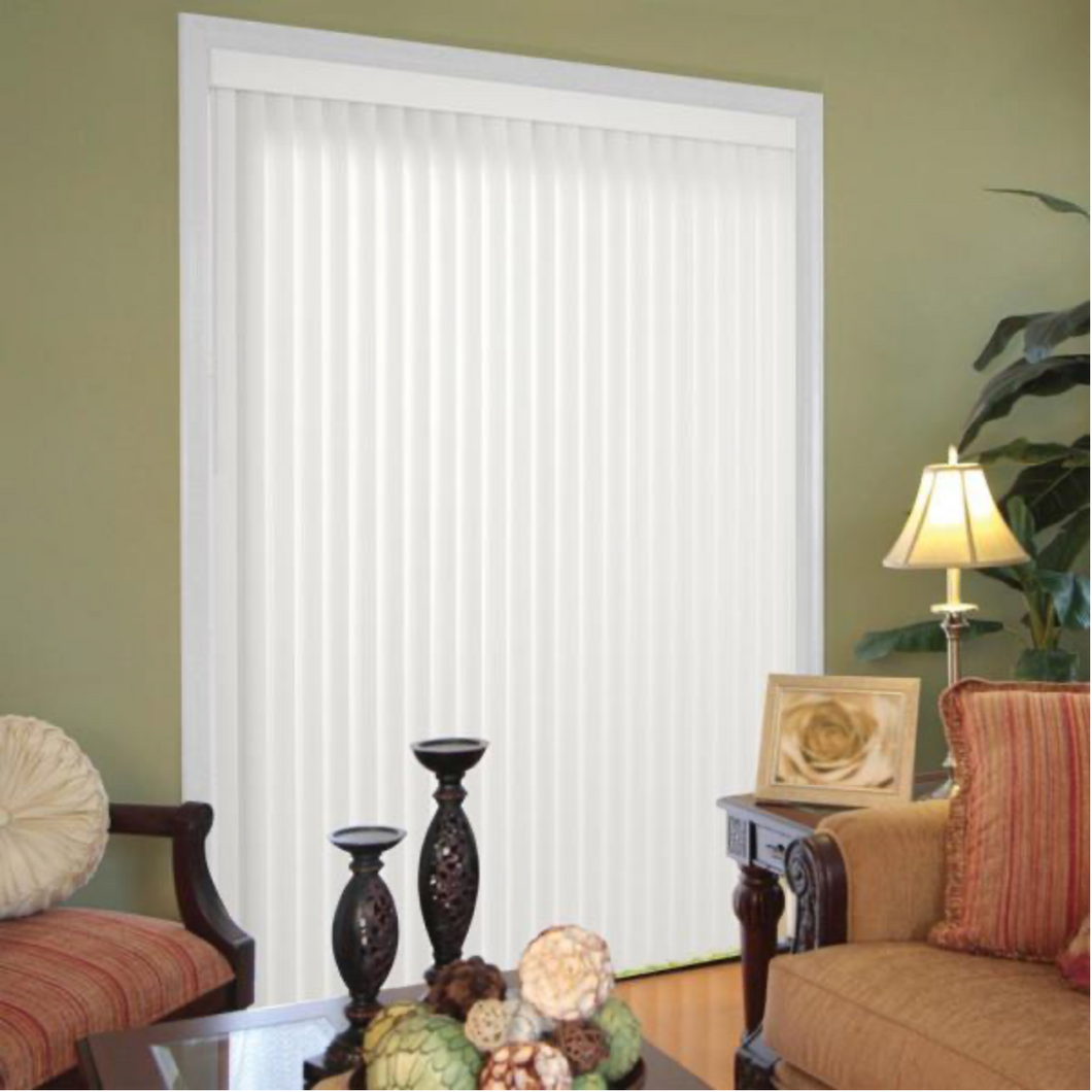 Crown White Room Darkening 3.5 in. Vertical Blind Kit for Sliding Door or Window - 78 in. W x 84 in. L
