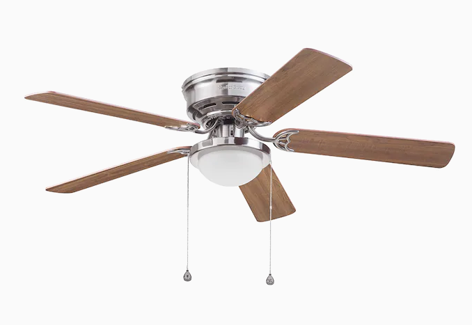 Armitage 52-in Brushed Nickel LED Indoor Flush Mount Ceiling Fan with Light (5-Blade)